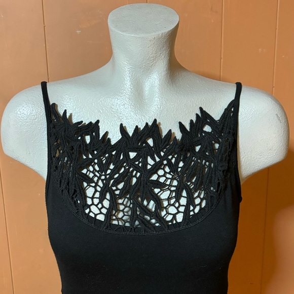 Free People Forget Me Not Black Crochet Trim Dress S - Picture 3 of 10